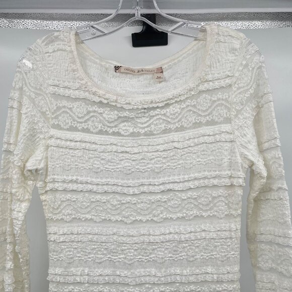 Chelsea & Violet Textured Lace Sheath Dress Midi Long Sleeve Ivory Size Medium - Picture 2 of 9